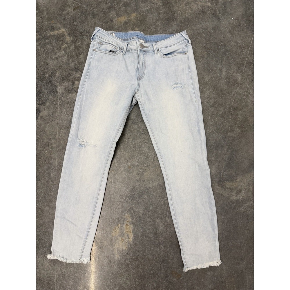 True Religion Jeans Women's 30 HALLE‎ Mid Rise Super Skinny Light Color Zip Up